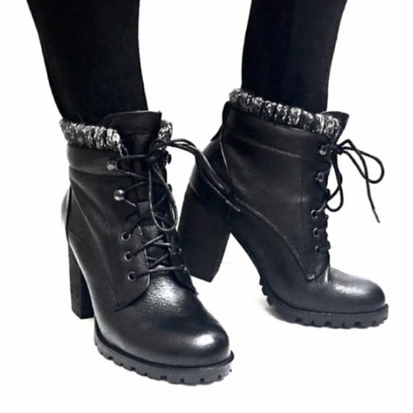 Steve Madden Judii Leather Textile/PuLining And Sock Combat Boots Women's 8.5M - Picture 1 of 8